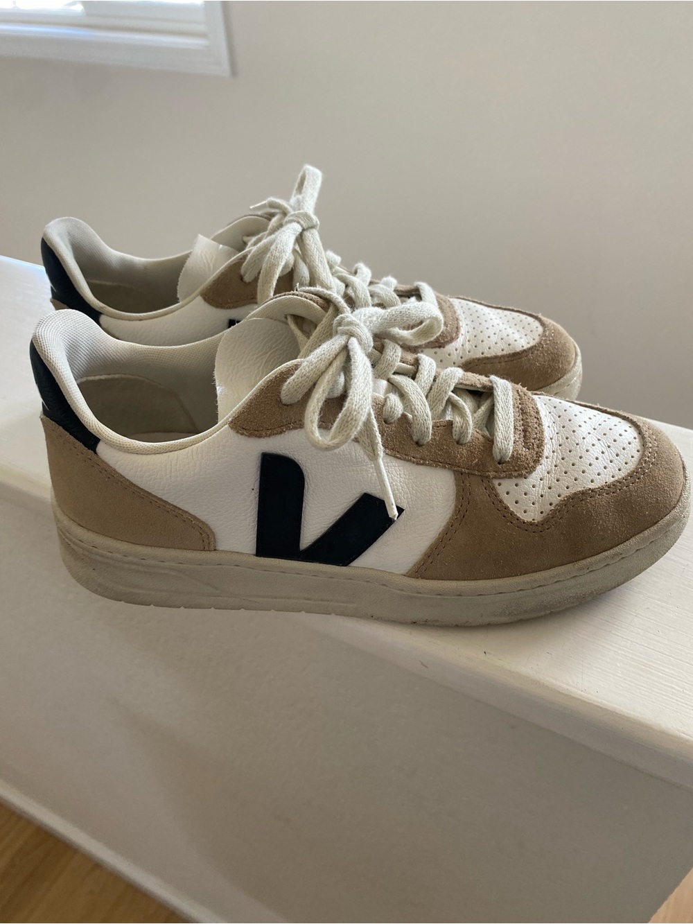 Veja V-10 Sneakers in White, Sahara and Black